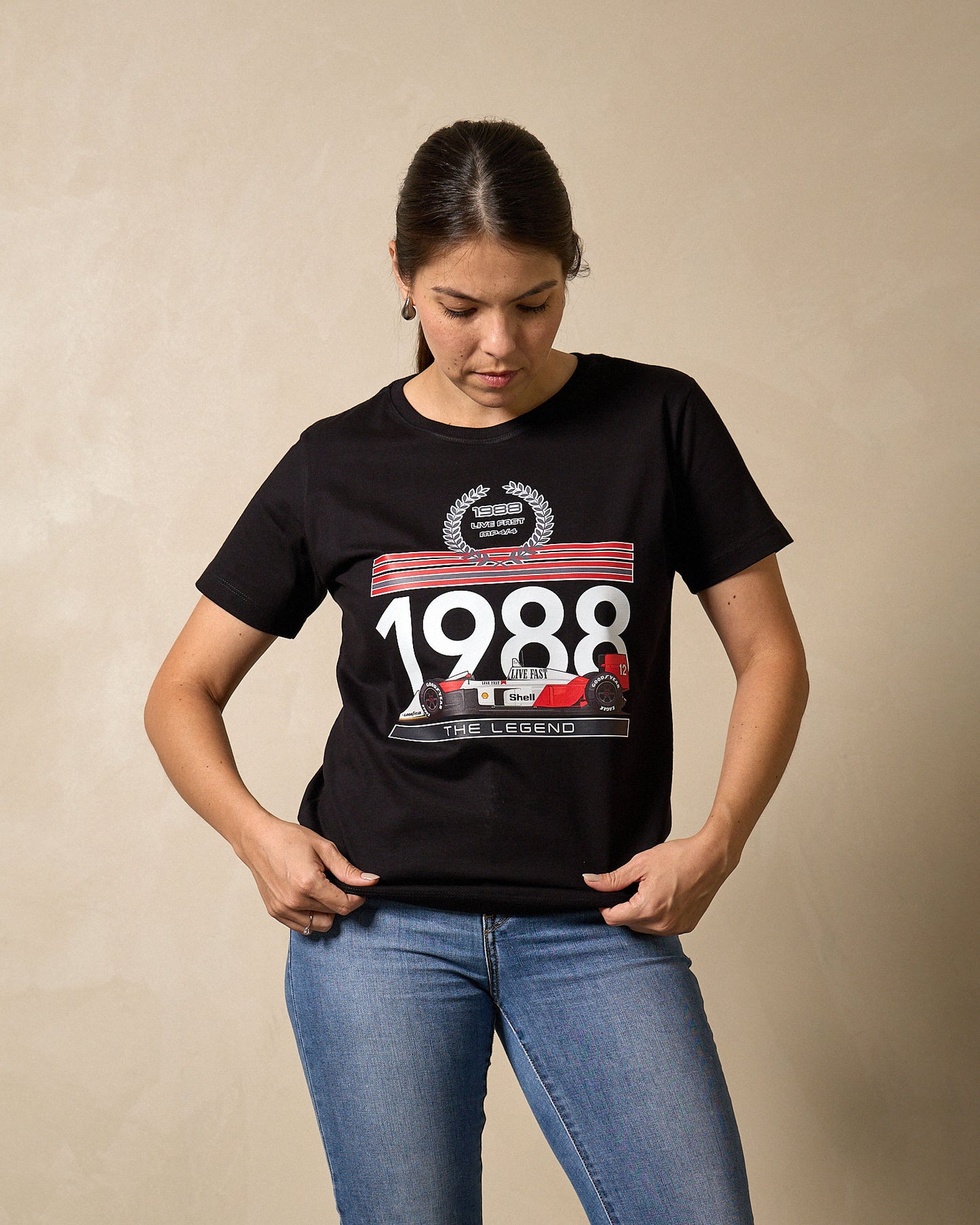 Camiseta Feminina Mclaren MP4/4 1988 - Preta