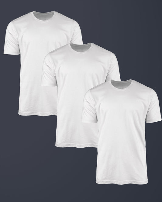 Kit 3 Camisetas Super Cotton Branca - Básica