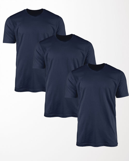 Kit 3 Camisetas Super Cotton Marinho - Básica