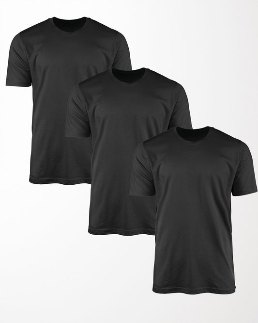 Kit 3 Camisetas Super Cotton Preta - Básica