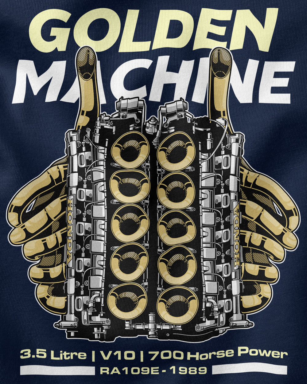 Camiseta V10 Golden Machine | Marinho