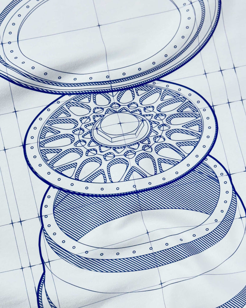 Camiseta Blueprint Wheel | Branca