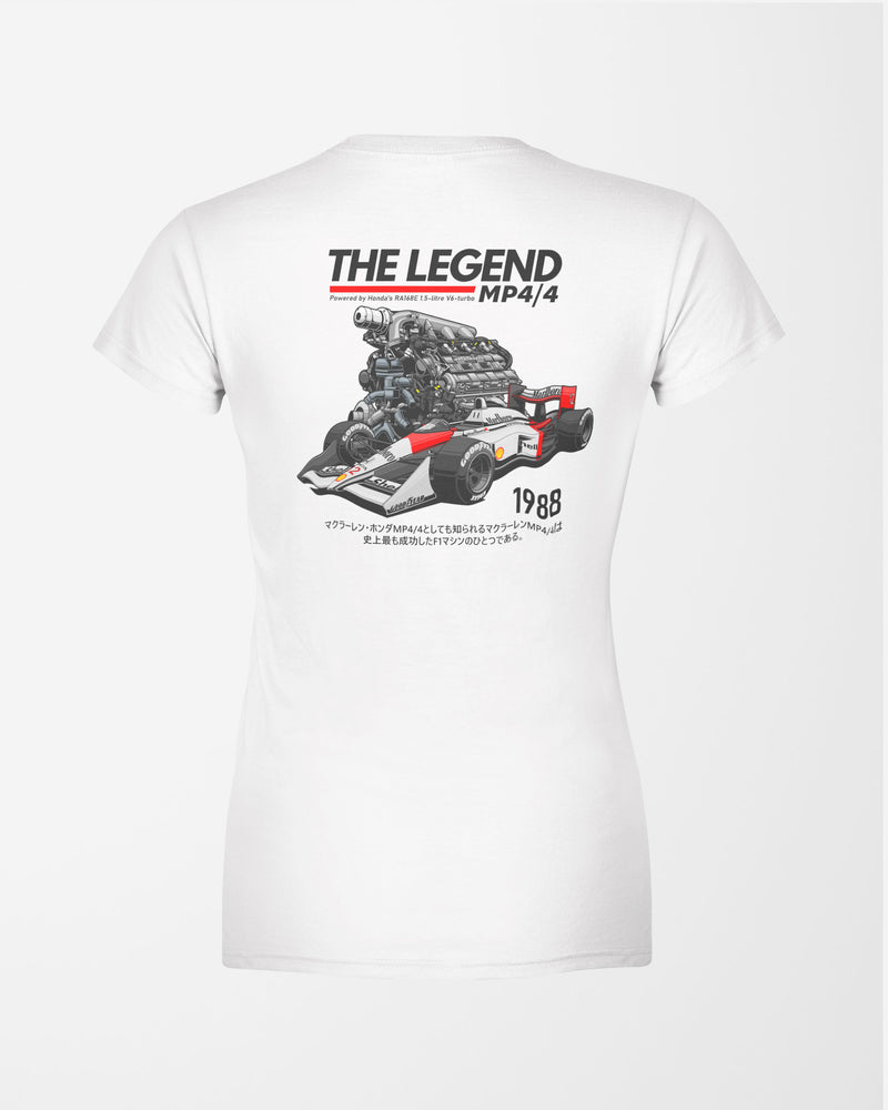 Camiseta Feminina The Legend MP4/4 - 1988 - Branca
