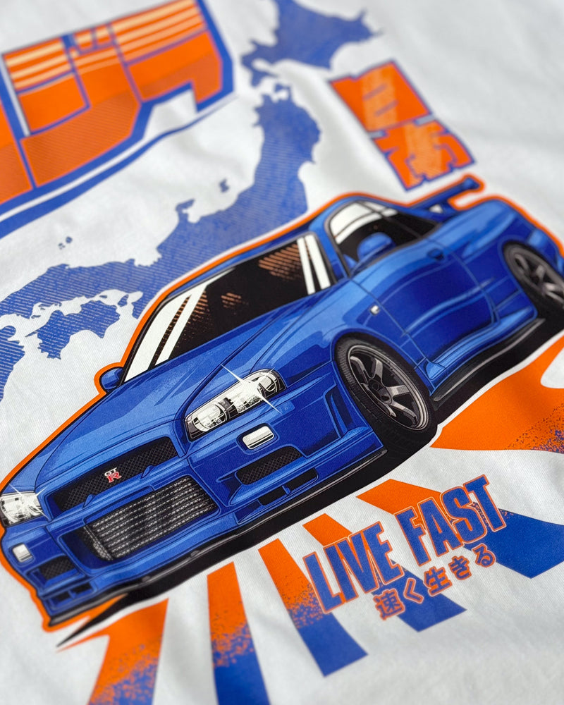 Camiseta Skyline GTR R34 Godzilla - Branca