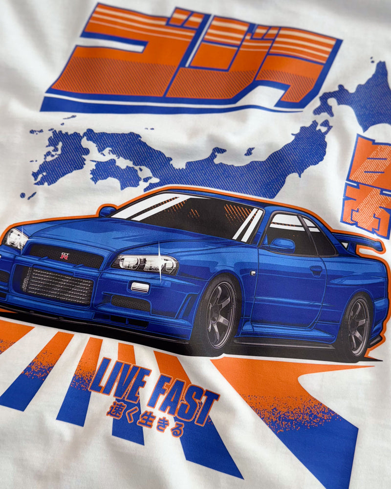 Camiseta Skyline GTR R34 Godzilla - Off White