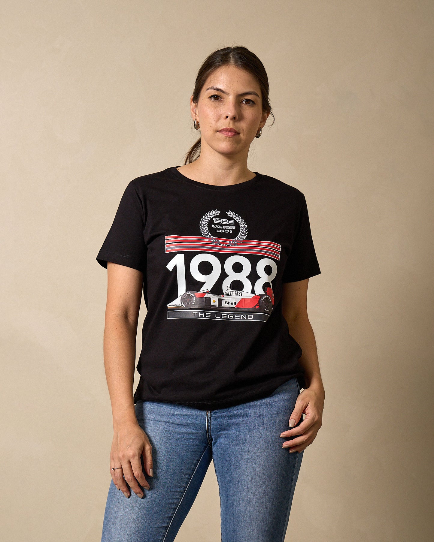 Camiseta Feminina Mclaren MP4/4 1988 - Preta