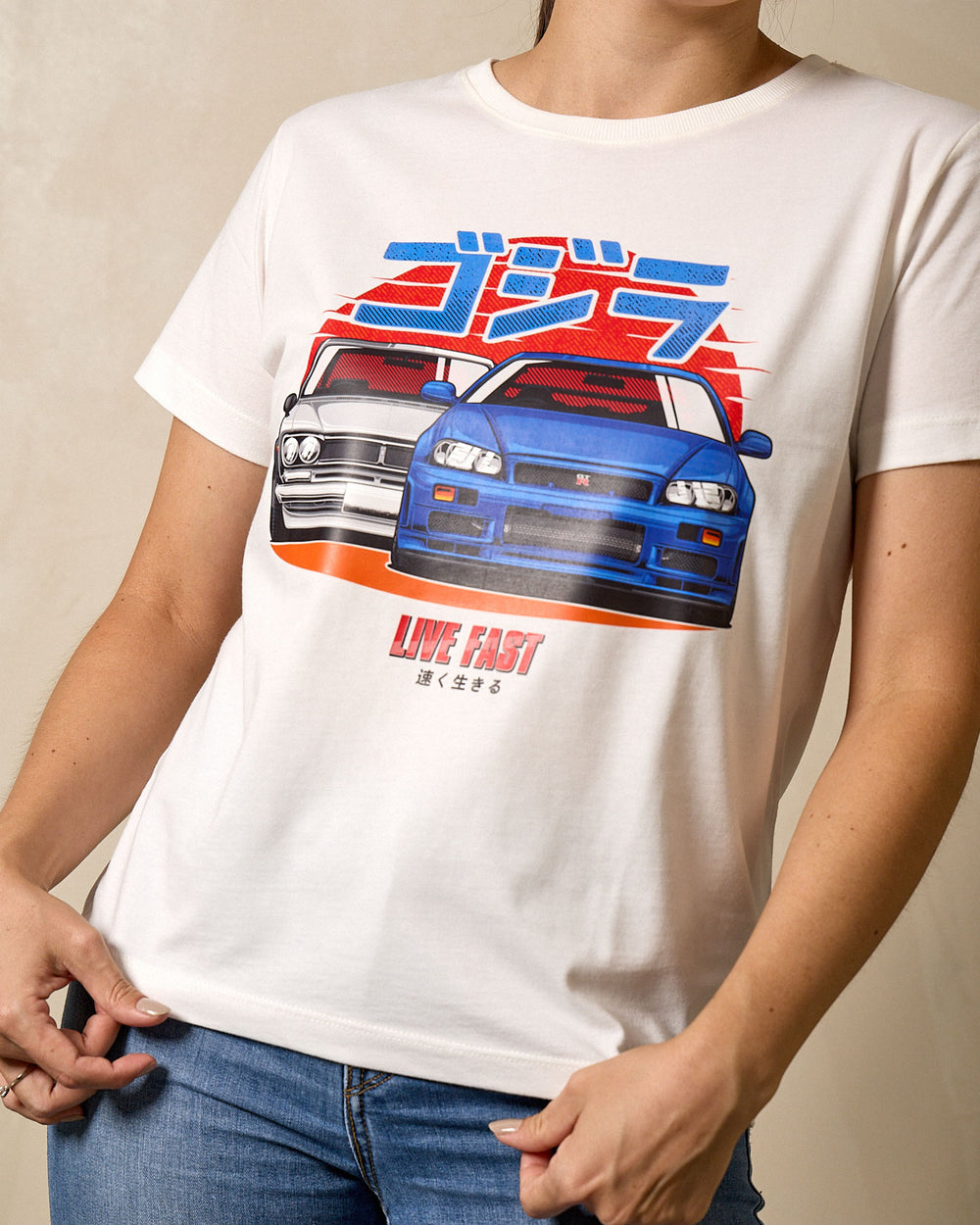 Camiseta Feminina Skyline Godzilla – A Lenda dos JDMs - Off White
