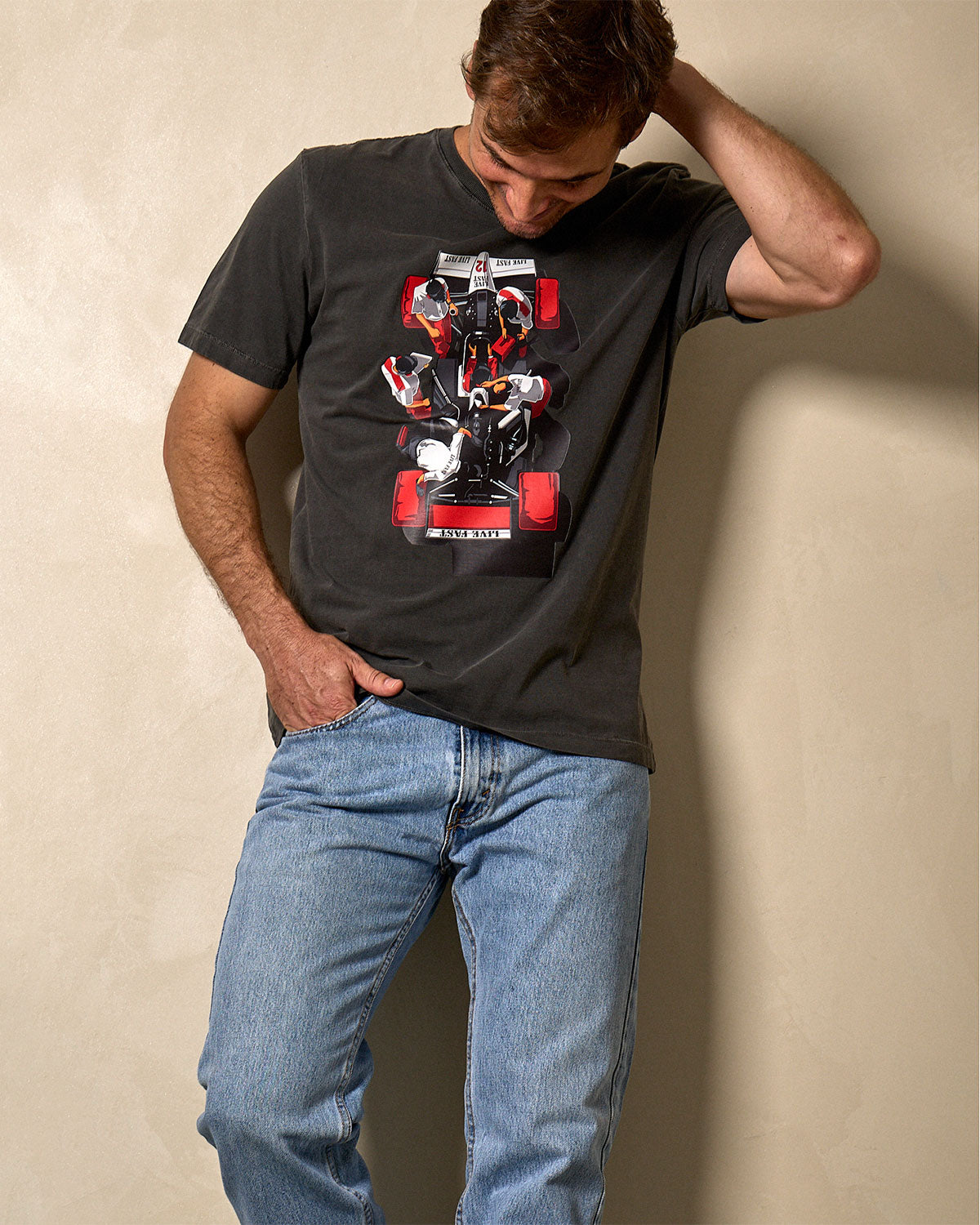 Camiseta Pit Lane On Fire! - Cinza Stoned