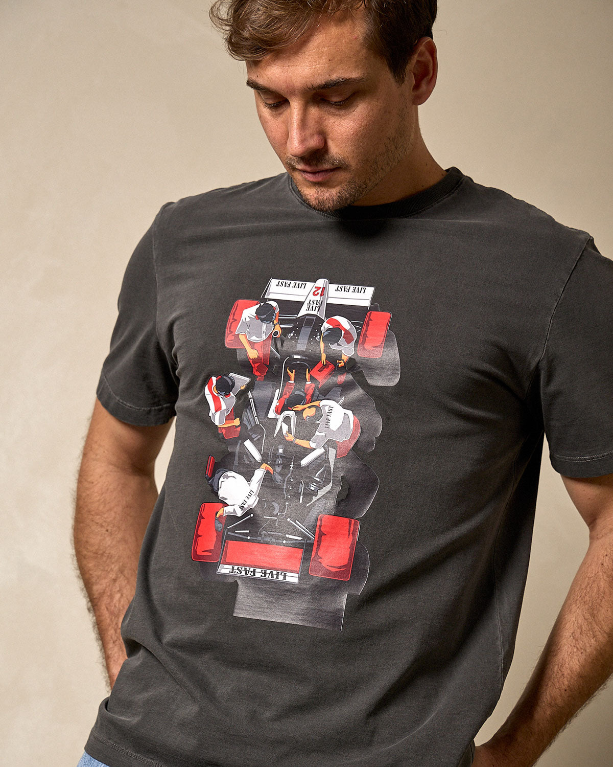 Camiseta Pit Lane On Fire! - Cinza Stoned