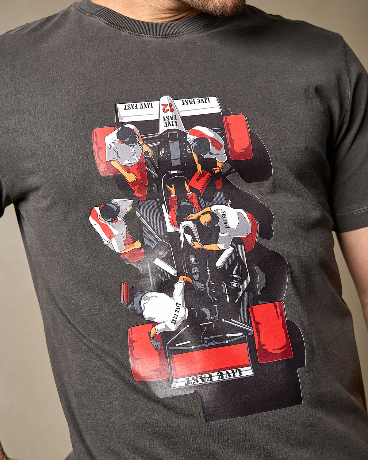 Camiseta Pit Lane On Fire! - Cinza Stoned